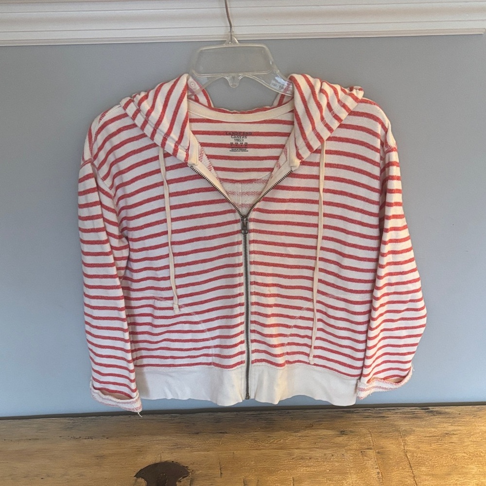 Lands' End Canvas Red and Cream Striped Top